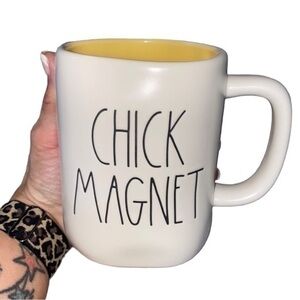 Rae Dunn CHICK MAGNET white mug yellow inside NEW